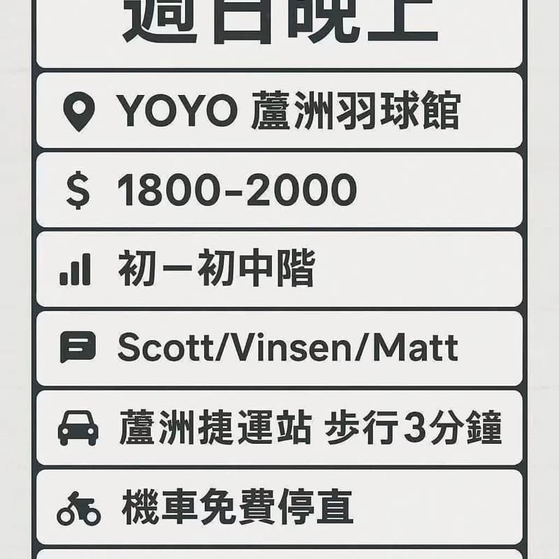 羽毛球 三重蘆洲