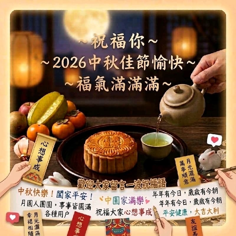 🎊 ~百人線上祝福~祝大家中秋節快樂~歡樂祝福語~集力刷起來~ 🎊