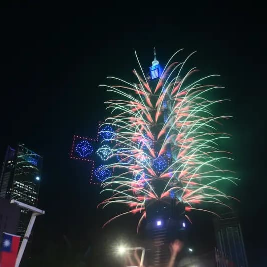 101國慶煙火 高空酒吧近距離炸裂