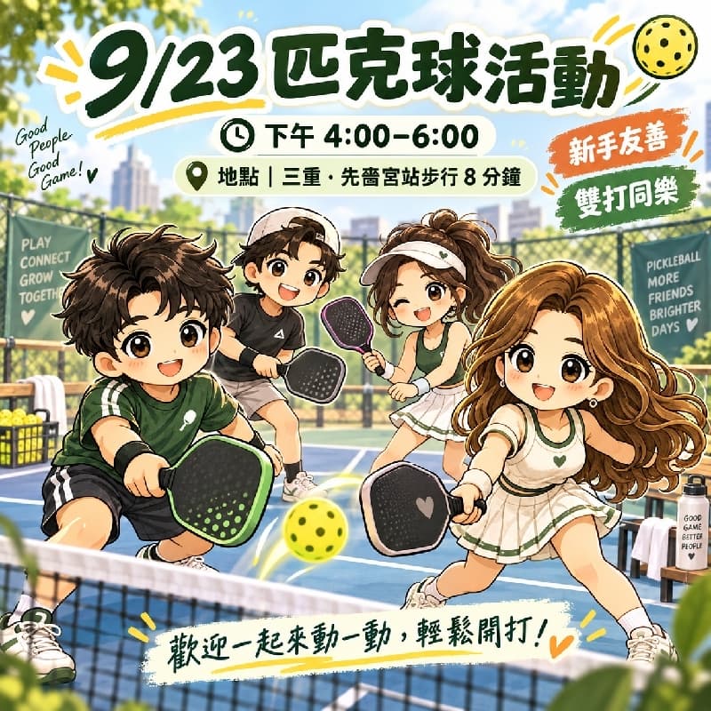 匹克球同樂|新手友善.雙打輕鬆打