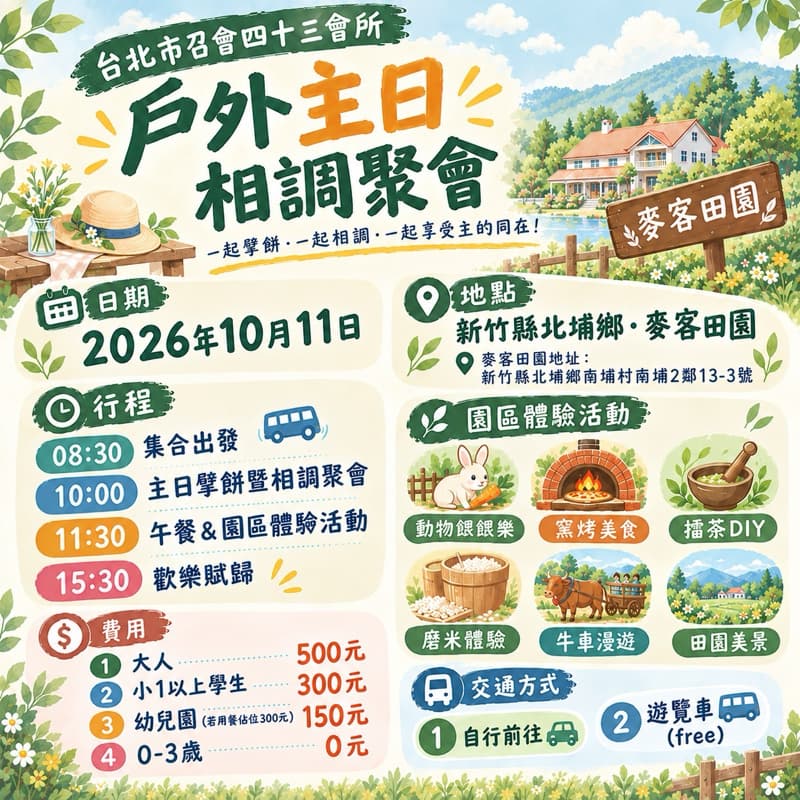 ✨戶外主日相調聚會@新竹縣北埔鄉「麥客田園」✨