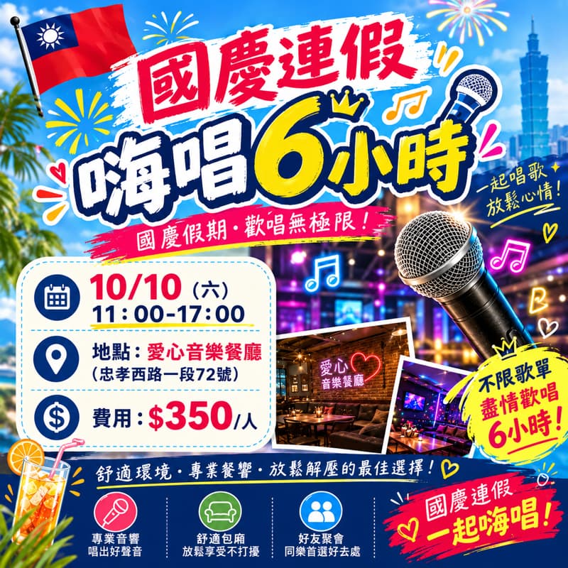 國慶連假一起來唱歌吧😍