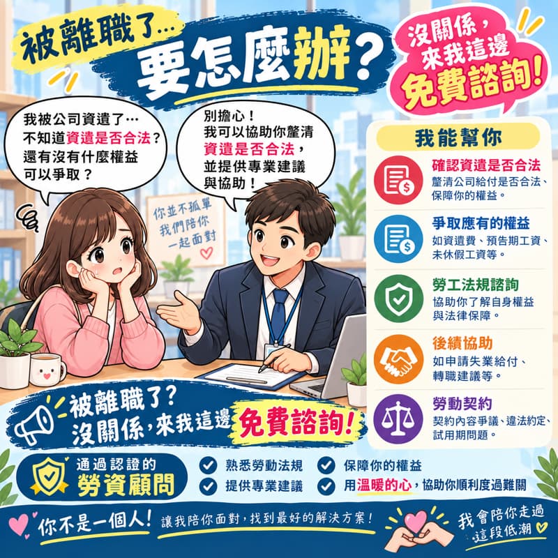 【免費諮詢】被莫名離職了,我該怎麼辦??