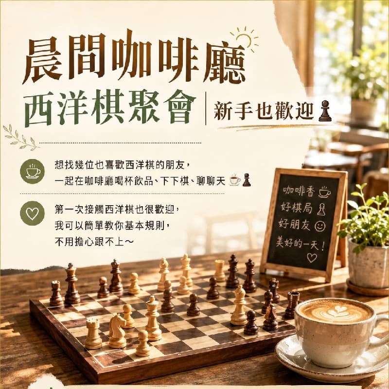 晨間咖啡廳西洋棋聚會|新手也歡迎♟️