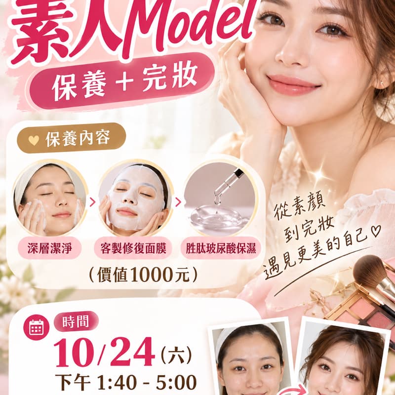 徵肌膚保養完妝model一名