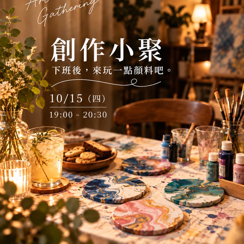 創作小聚|下班後,來玩一點顏料吧 🎨 #新手友善 #療癒 #聚會 #交流