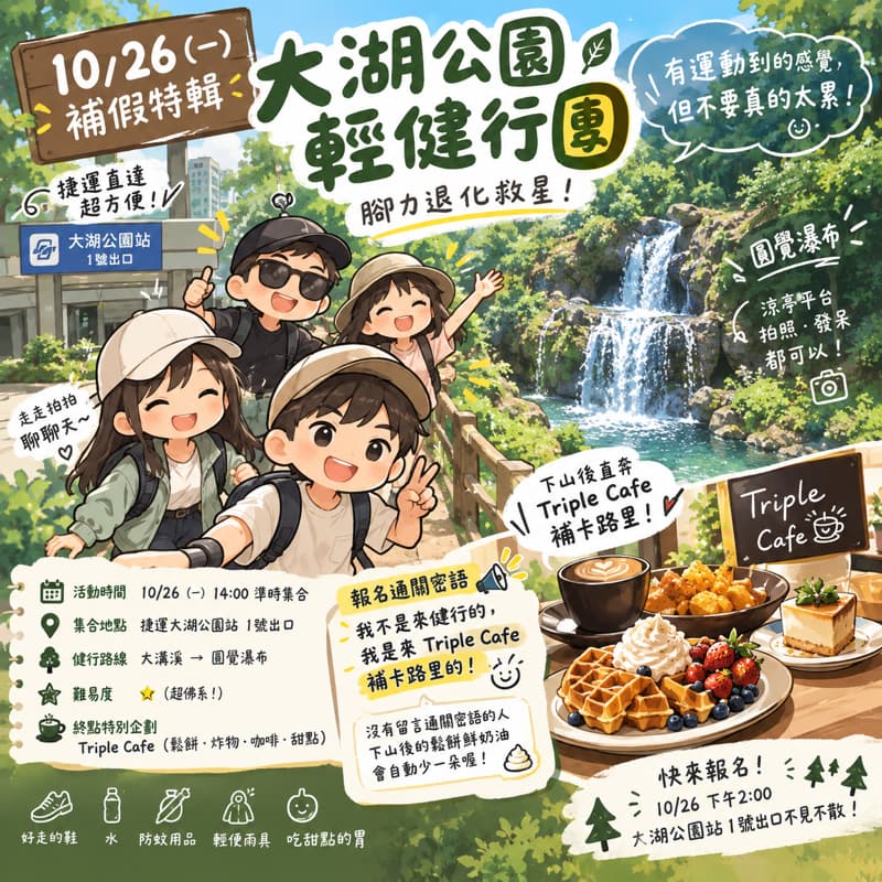 📢 【10/26 補假特輯】全台「腳力退化救星」健行團開張!