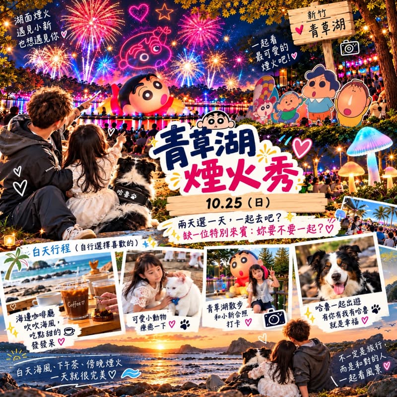 🎆 10/25(日)|青草湖煙火之旅,徵旅伴!