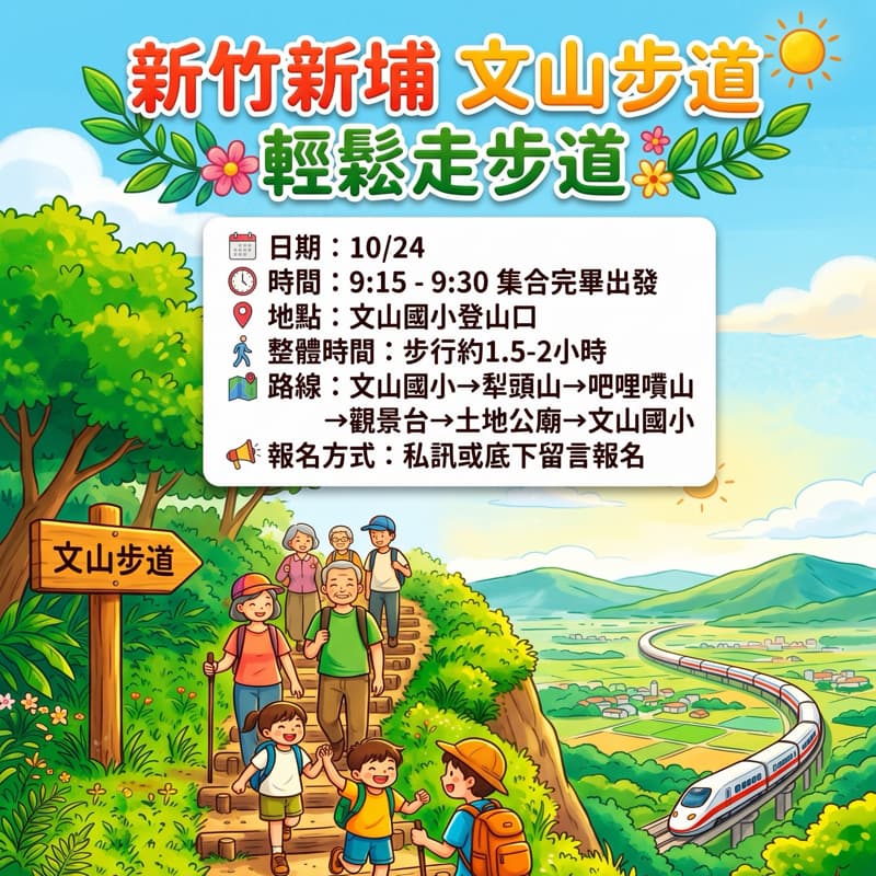 🚄 【漫步相思林•眺望高鐵奔馳!10/24(六)新竹新埔文山步道健行】