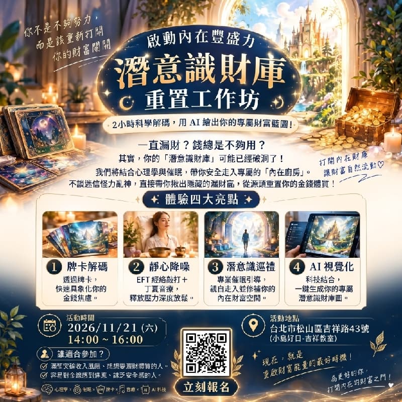 啟動內在豐盛力 |潛意識財庫重置工作坊