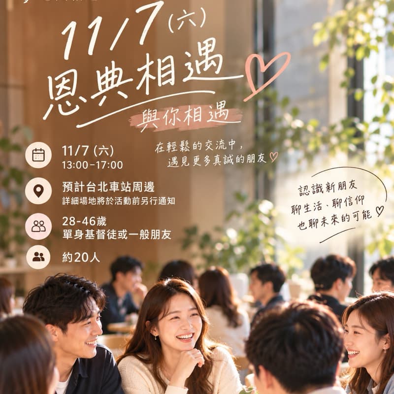 11/7基督徒聯誼活動,早鳥名額開跑