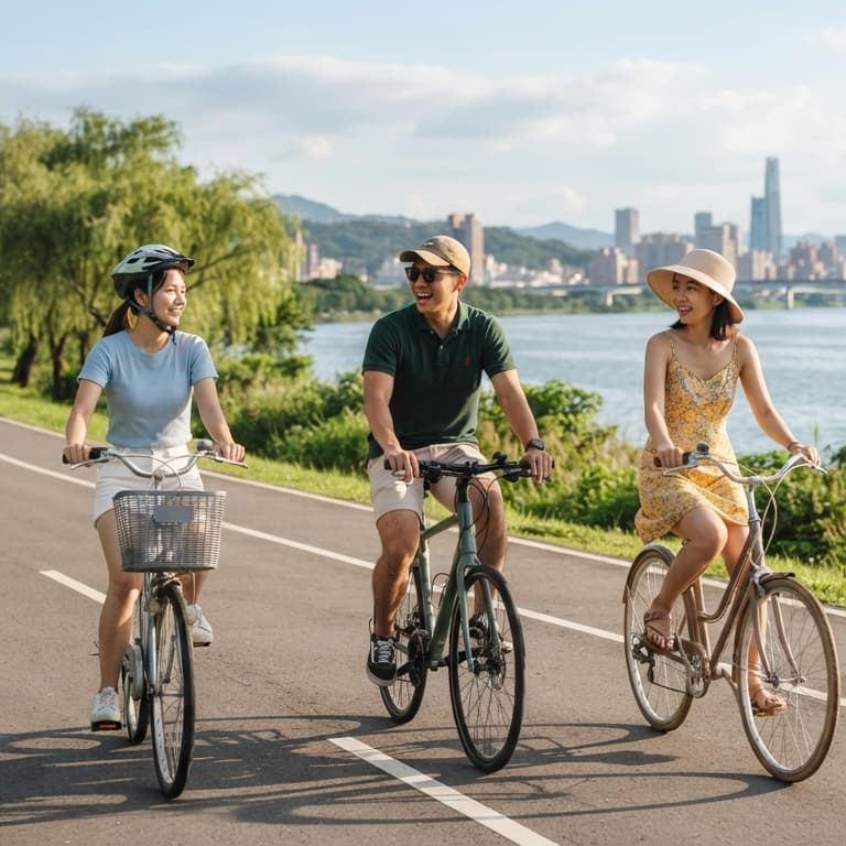 一起在河濱公園吹風運動